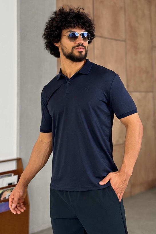 Мужское поло Loro Piana синего цвета