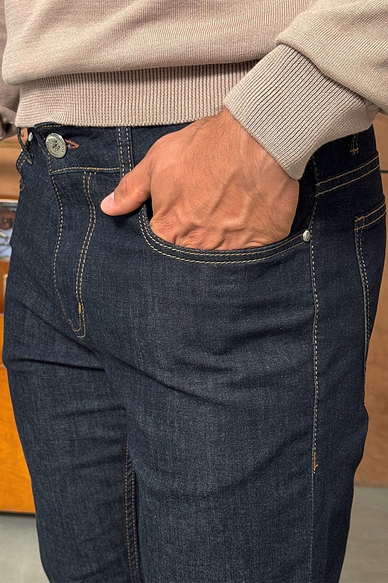 Мужские джинсы тёмно-синего цвета Loro Piana regular fit