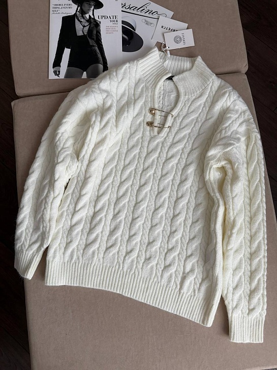 Женский шерстяной свитер Versace premium - White