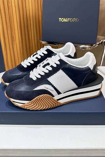 Комбинированные кроссовки Tom Ford James low-top - Navy / White   