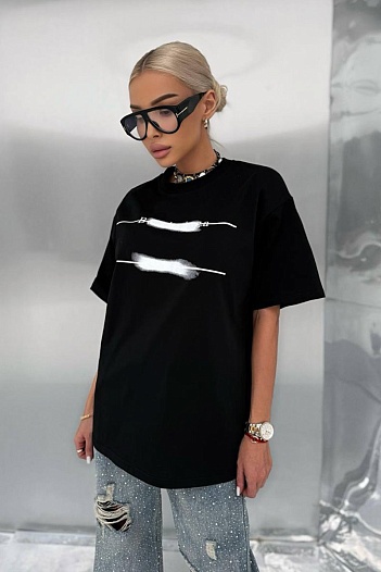 Женская оверсайз футболка чёрного цвета Balenciaga   