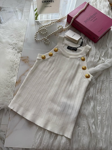 Женский топ белого цвета Balmain   