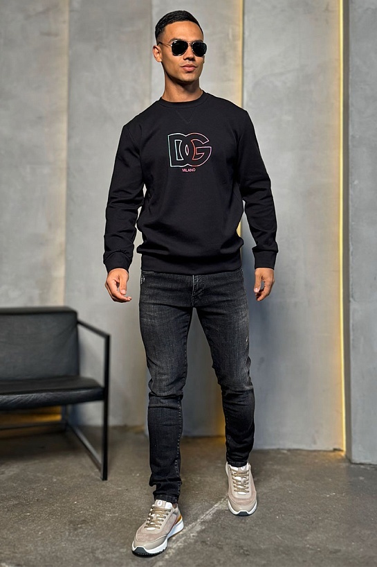 Чёрный мужской свитшот Dolce&Gabbana multicolor logo