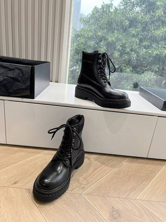 Женские чёрные ботинки Prada Premium