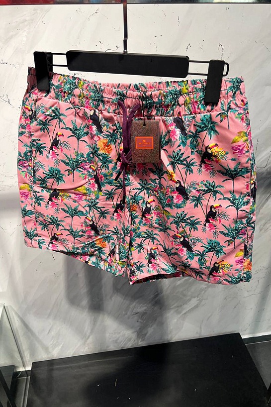 Мужские розовые шорты Etro floral-pattern