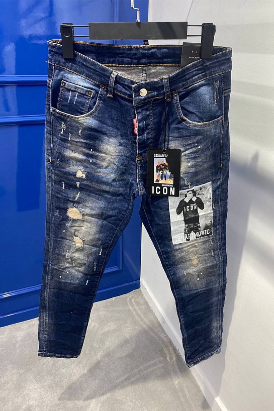 Мужские синие джинсы Dsquared2 x Ibrahimovic "ICON"