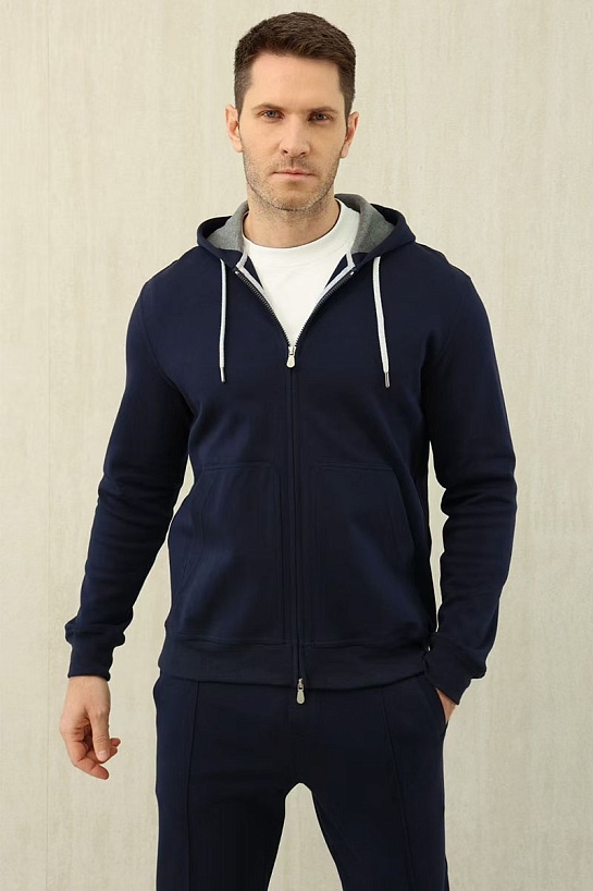 Кофта на молнии Brunello Cucinelli Premium - Navy