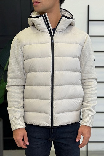 Мужская вязаная куртка Moncler logo-patch - Beige   