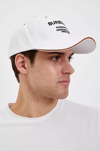 Бейсболка белого цвета Burberry horseferry-motif   