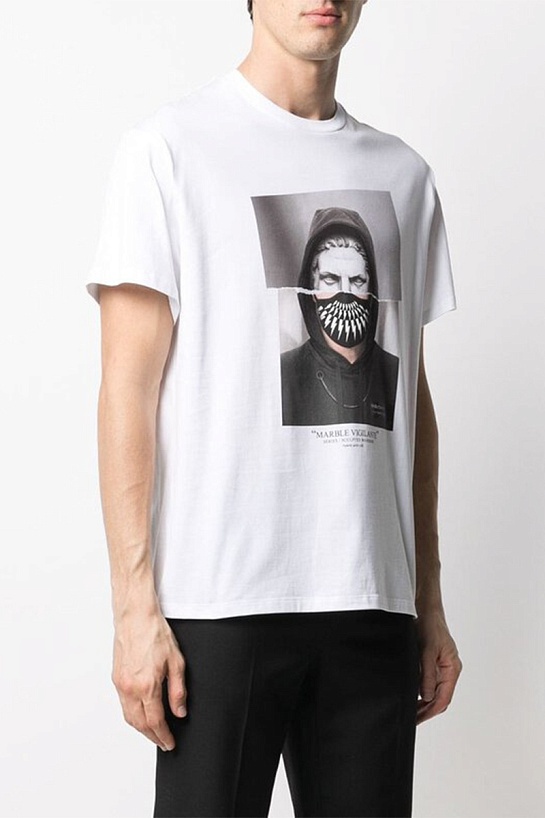Белая оверсайз футболка Neil Barrett Marble Vigilante
