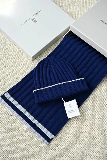 Кашемировый шарф Вrunеllо Сuсinеlli premium - Purplish Blue   