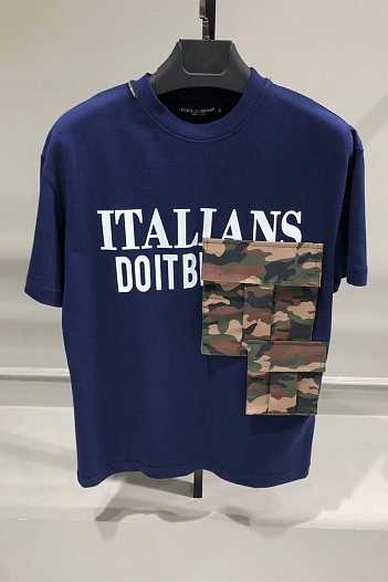 Синяя оверсайз футболка Dolce&Gabbana Italians Do It Better   
