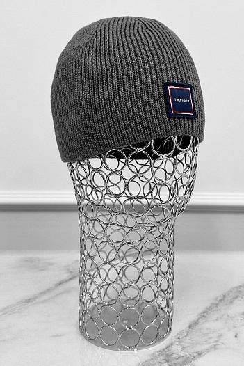 Мужская серая шапка Tommy Hilfiger logo-patch   