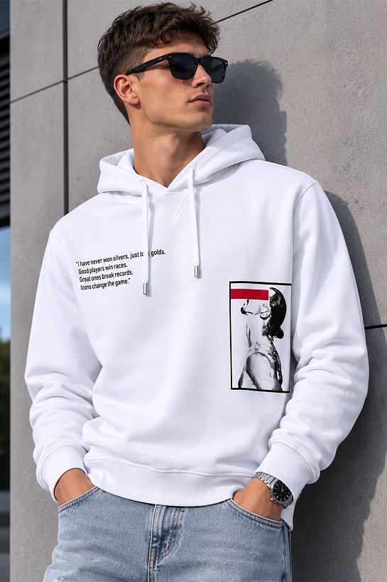 Утеплённое худи на флисе Dsquared2 x Ibrahimovic "ICON" - White