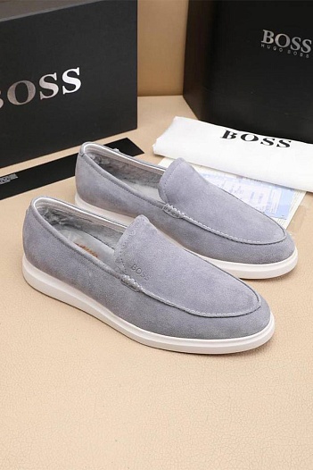 Замшевые лоферы с мехом Hugo Boss   