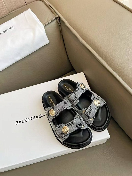 Женские шлёпанцы Balenciaga Jacquard Premium - Grey