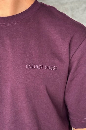 Мужская фиолетовая футболка Golden Goose   