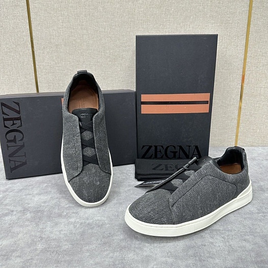 Мужские кроссовки Ermenegildo Zegna Triple Stitch Canvas - Grey   