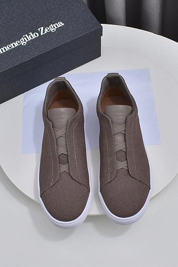 Тёмно-бежевые кроссовки Ermenegildo Zegna Triple Stitch Canvas   