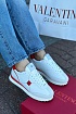 Женские кожаные кроссовки Valentino - White / Red