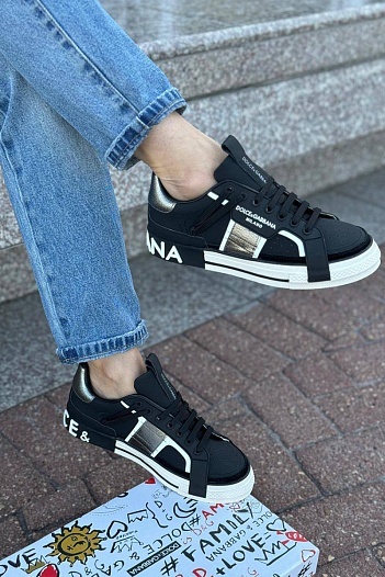 Женские кроссовки Dolce & Gabbana Custom 2.Zero - Black   