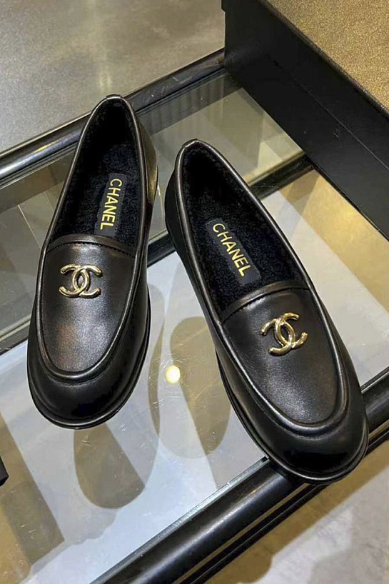 Женские кожаные лоферы Chanel premium