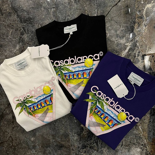 Мужская белая футболка Casablanca tennis club
