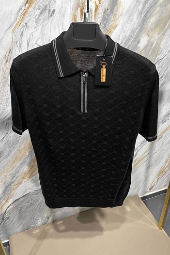 Мужское поло Zilli zip neck - Black   