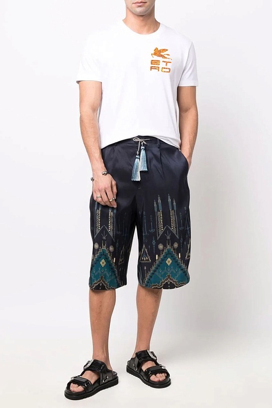 Мужская белая футболка Etro Pegasus logo