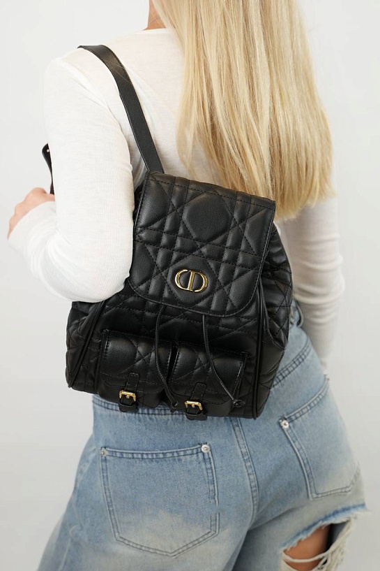 Кожаный рюкзак Dior Caro 26x25 см - Black