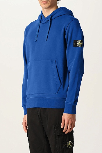 Худи синего цвета Stone Island compass-patch   