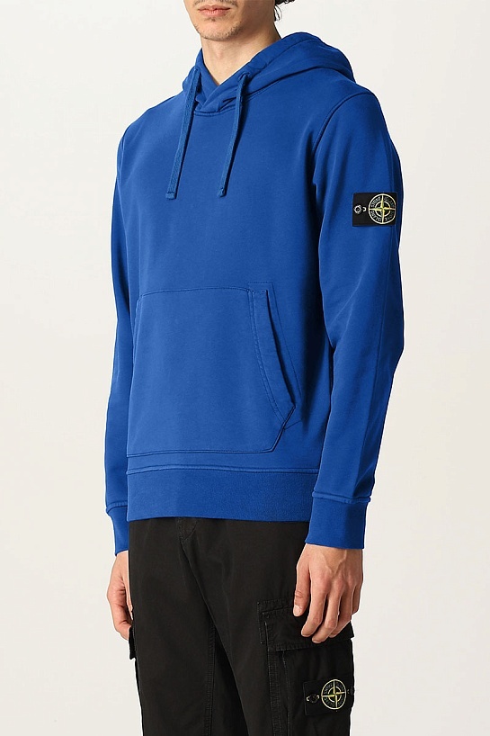 Худи синего цвета Stone Island compass-patch