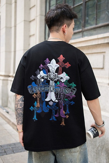 Чёрная оверсайз футболка Chrome Hearts Premium   