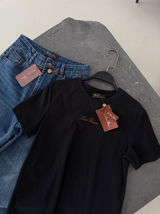 Женская базовая футболка Loro Piana premium - Black