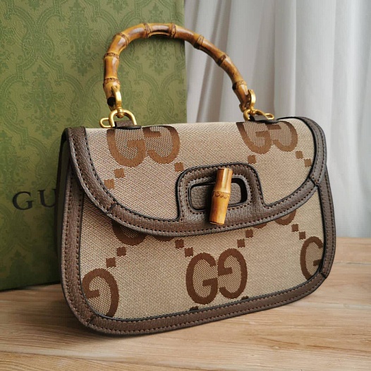 Текстильная сумка Gucci GG Jumbo Bamboo 1947 25x16 см   