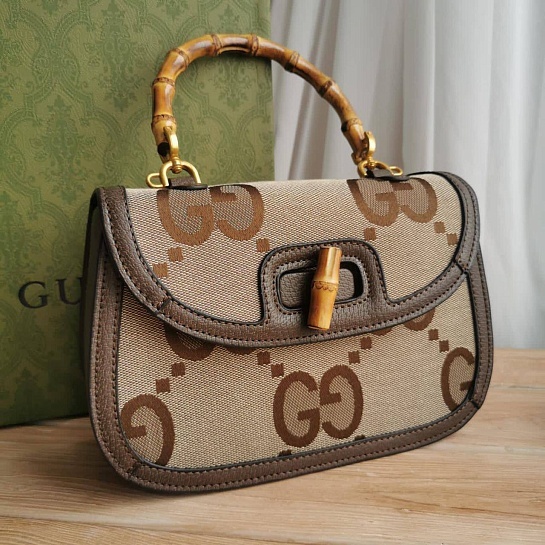 Текстильная сумка Gucci GG Jumbo Bamboo 1947 25x16 см