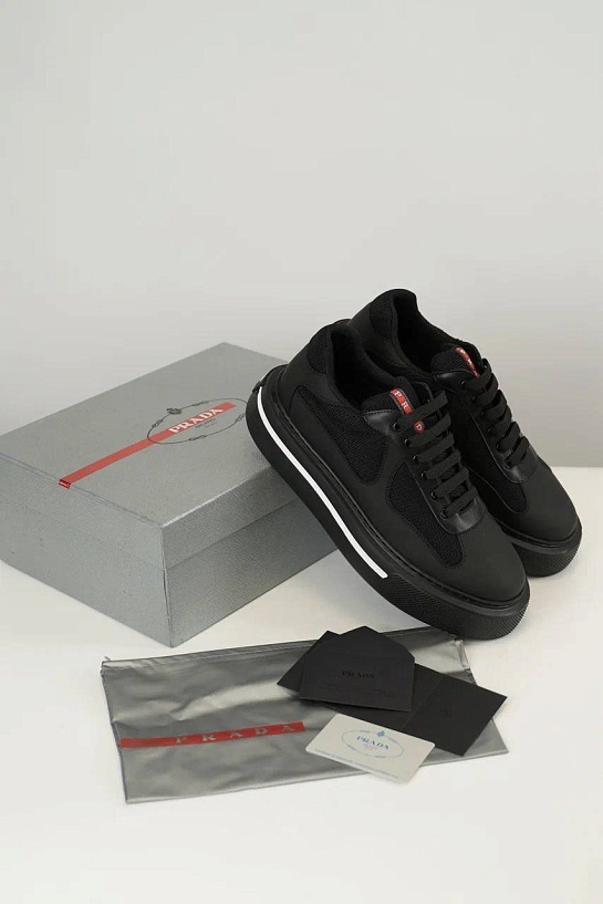 Комбинированные кроссовки Prada logo-stripe - Black