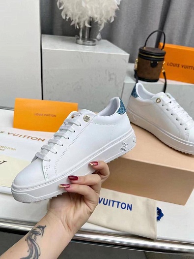 Женские кожаные кроссовки Louis Vuitton Time Out - White / Blue   