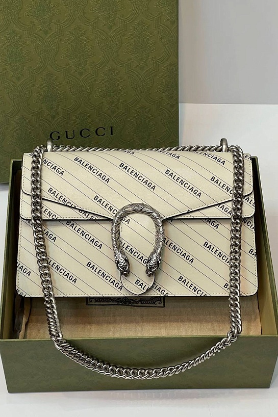 Женская сумка Gucci x Balenciaga Dionysus The Hacker Project Premium 28x17x10 см - White