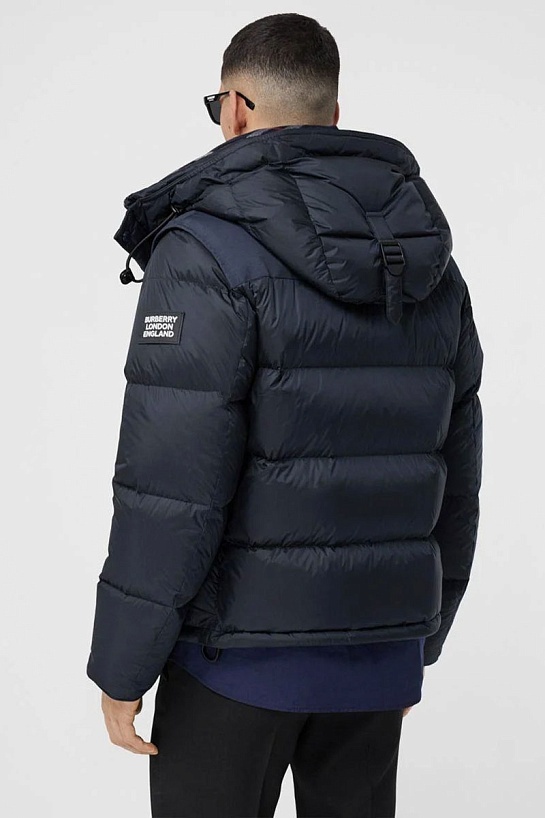Синяя куртка со съёмными рукавами Burberry Lockwell logo-patch