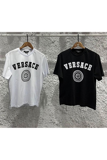 Мужская чёрная футболка Versace logo-print Medusa   