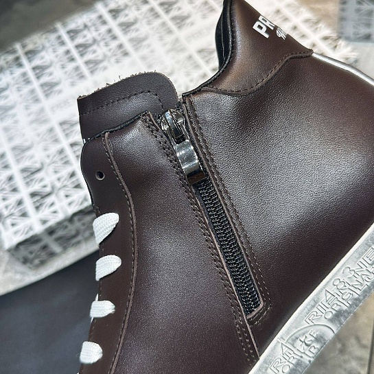 Кожаные кроссовки с мехом Premiata high-top - Brown