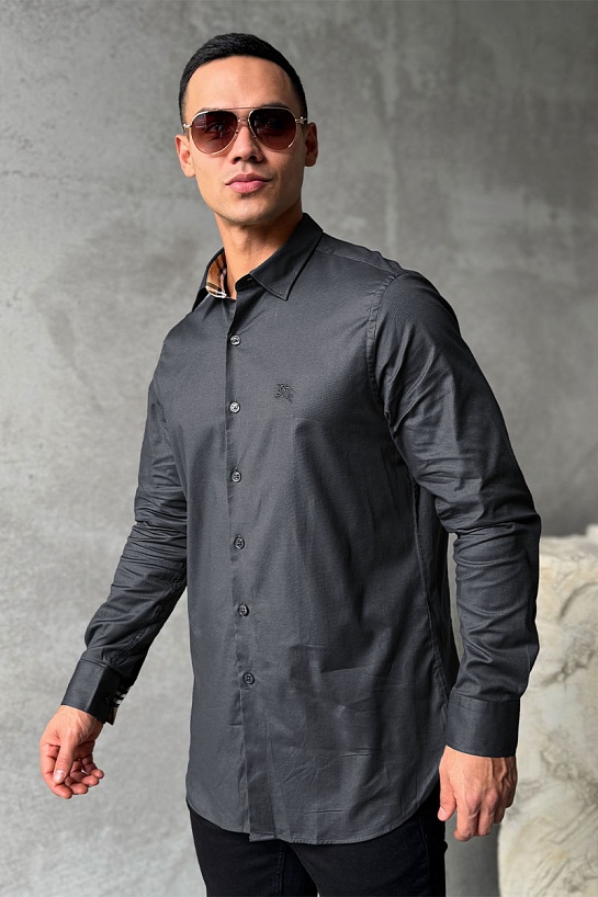 Мужская рубашка Burberry logo-embroidered - Grey