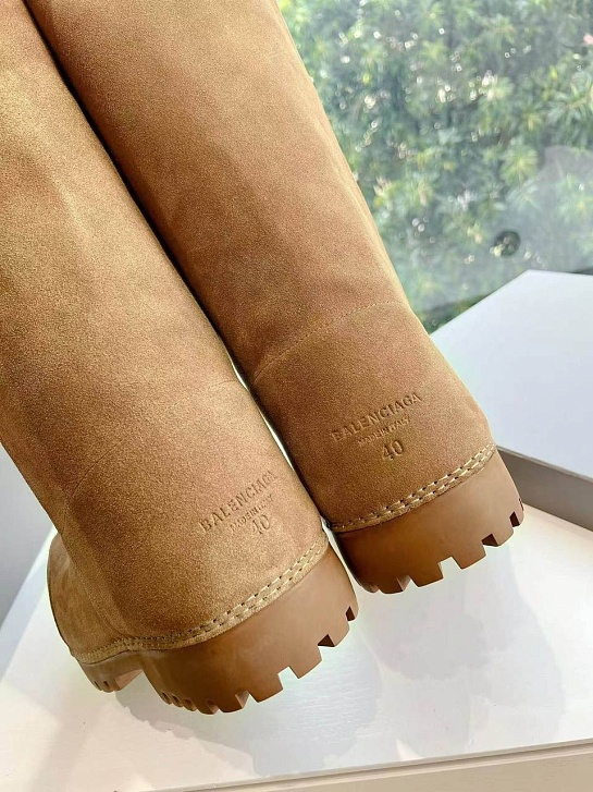 Женские ботинки Balenciaga Alaska Fur High Boot Premium  - Brown