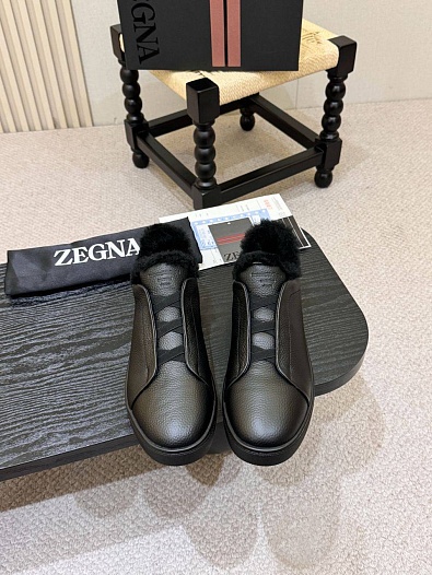 Кроссовки с мехом Ermenegildo Zegna Triple Stitch high-top   