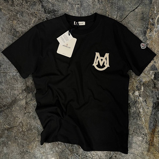 Мужская чёрная футболка Moncler monogram   