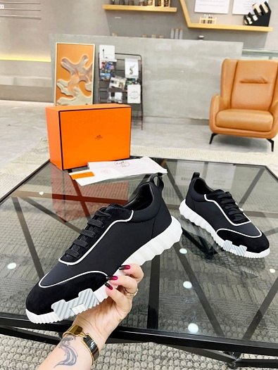 Мужские замшевые кроссовки Hermes Bouncing - Black   