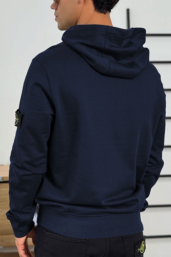 Мужское худи тёмно-синего цвета Stone Island Compass-patch