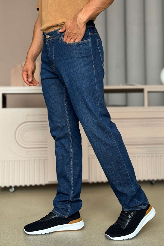 Мужские джинсы тёмно-синего цвета Zegna regular fit
