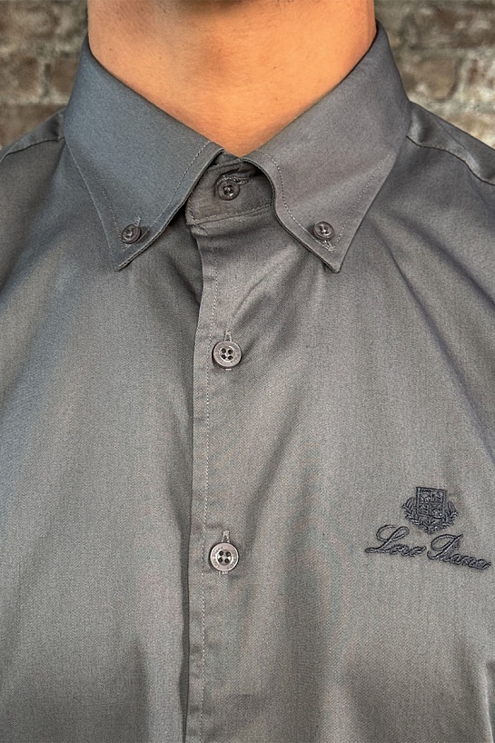 Мужская рубашка Loro Piana logo-embroidered - Grey